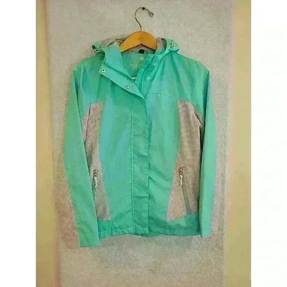 Free Country Athletx Reflective Teal Hoodie Windbreaker Jacket Womens Small - Picture 1 of 7